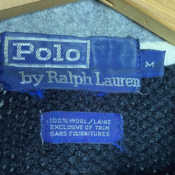 Polo Ralph Lauren Black Maroon Striped Wool Knit Pullover Sweater Vintage VTG - Picture 8 of 8